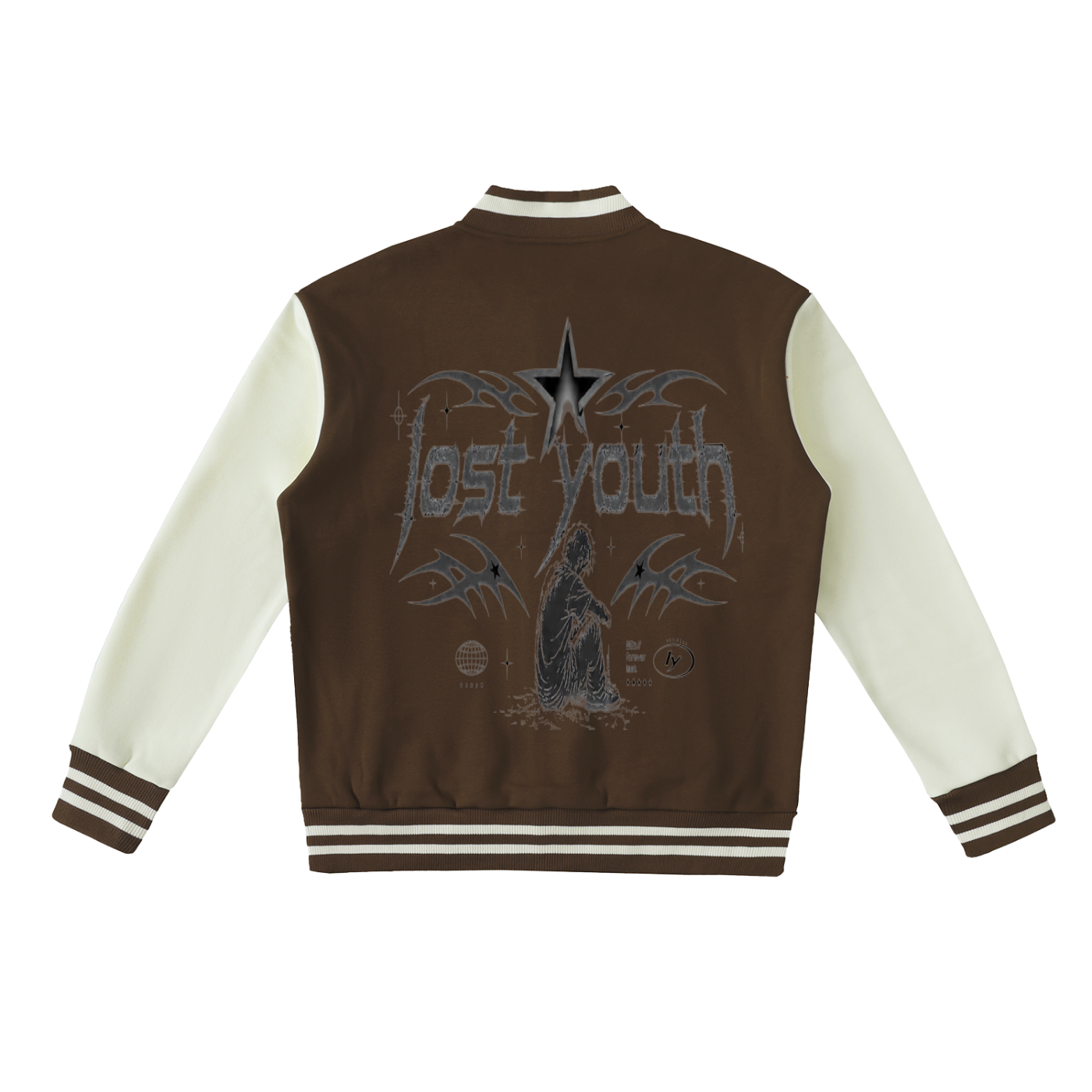 Two-Tone Fleeced lost youth Varsity Jacket