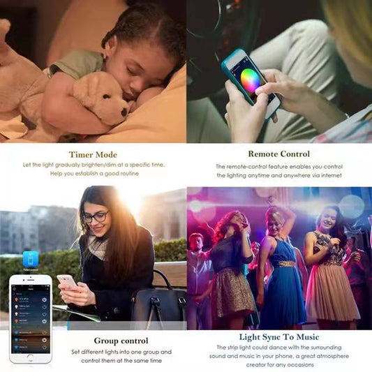 WIFI Smart LED Strip Light Bluetooth RGB Flexible Waterproof 5050 Light Strip