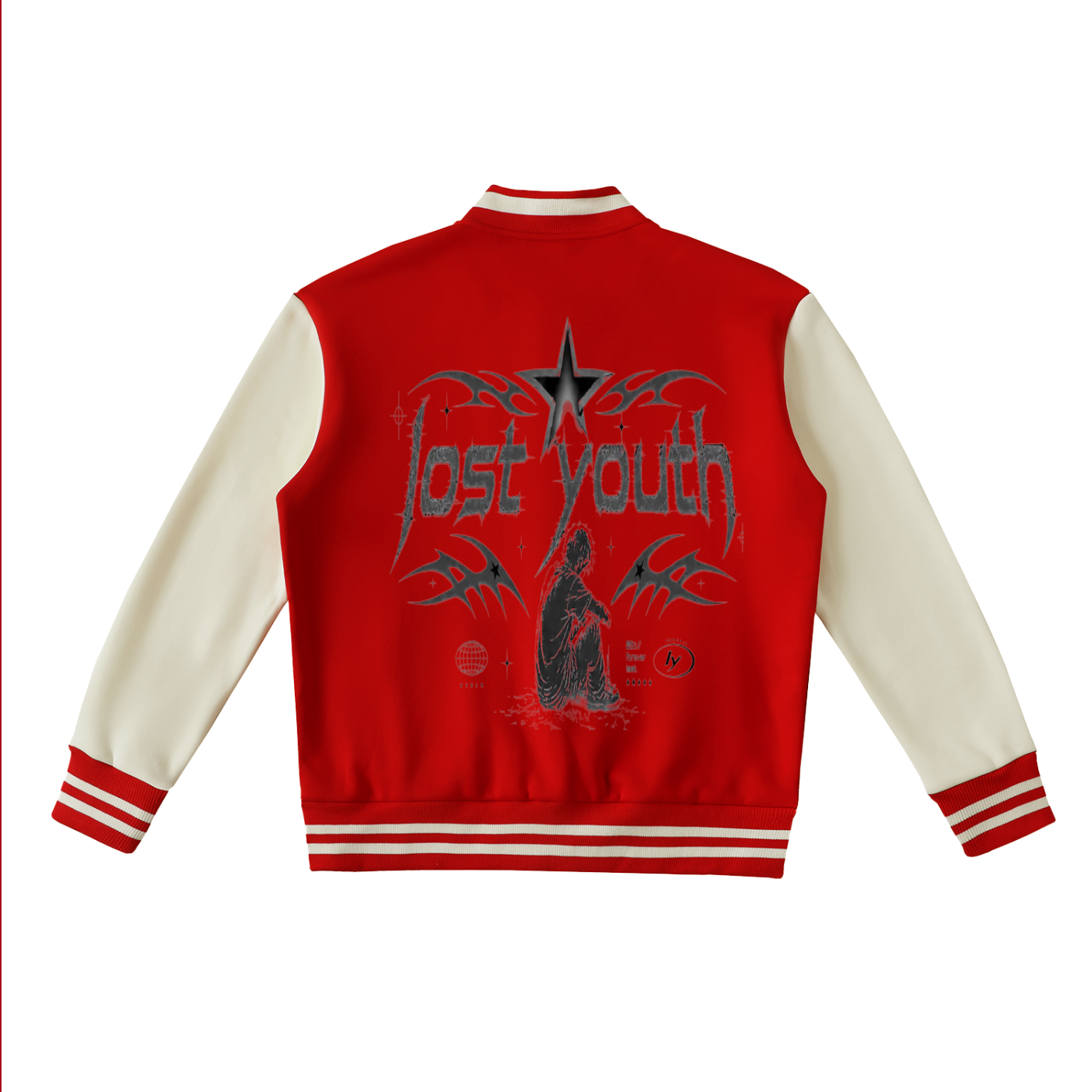 Two-Tone Fleeced lost youth Varsity Jacket