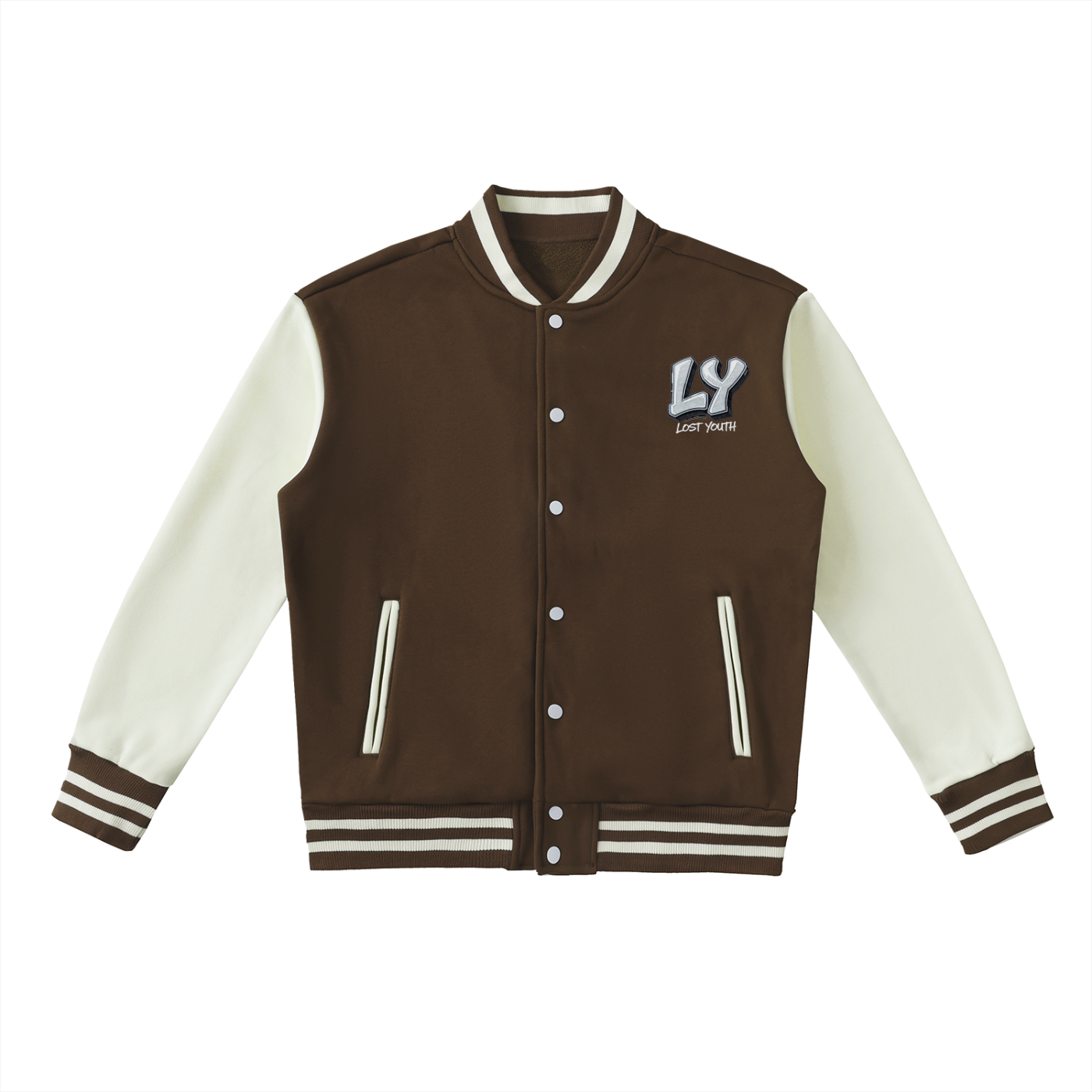 Two-Tone Fleeced lost youth Varsity Jacket