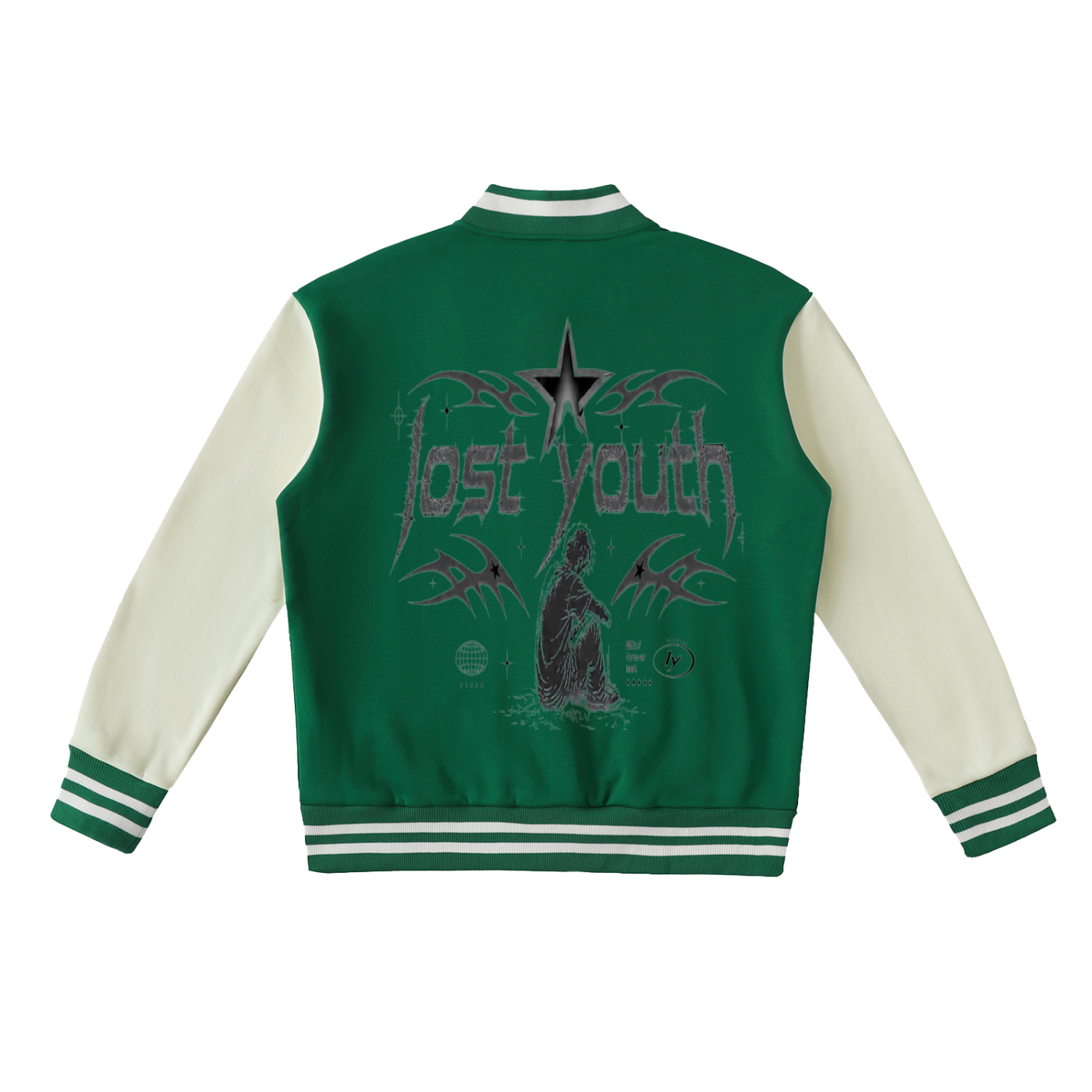 Two-Tone Fleeced lost youth Varsity Jacket