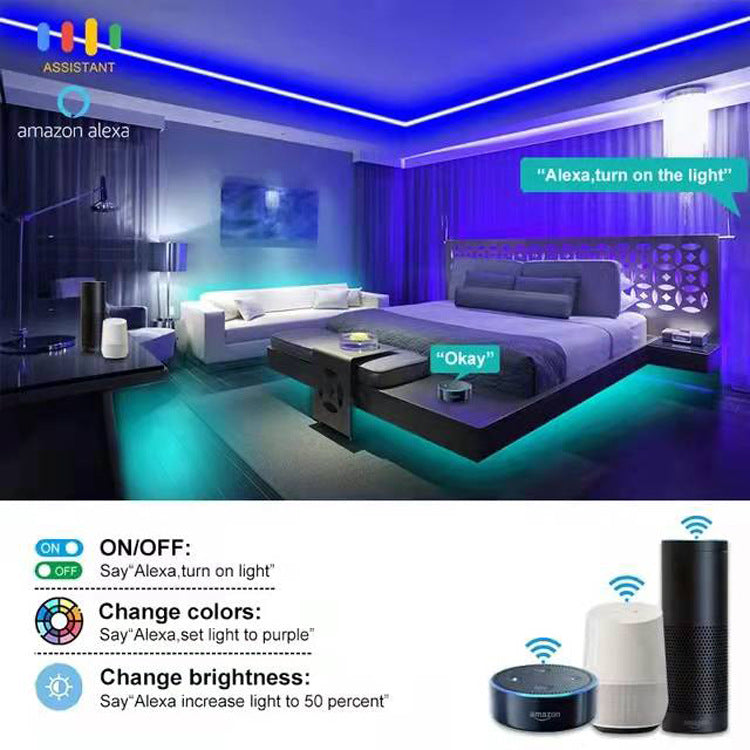 WIFI Smart LED Strip Light Bluetooth RGB Flexible Waterproof 5050 Light Strip