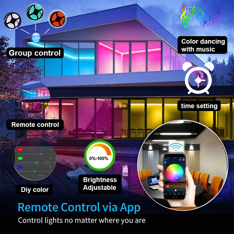 WIFI Smart LED Strip Light Bluetooth RGB Flexible Waterproof 5050 Light Strip